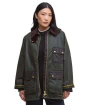Women's Barbour Luella Waxed Jacket - Fern / Ancient Tartan