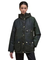 Women's Barbour Keeley Wax Jacket - Fern / Sage / Duffle Bag / Ancient Tartan