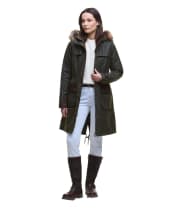 Women's Barbour Durham City Waxed Parka - Fern