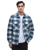 Men's Barbour International Clayton Brushed Fleece Overshirt - SHADED EMERALD