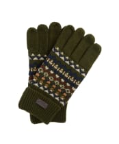 Men's Barbour Marlow Fair Isle Knitted Gloves - Olive