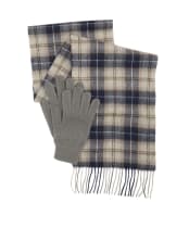 Men’s Barbour Tartan Scarf and Glove Gift Set - GREY MIDNIGHT TA
