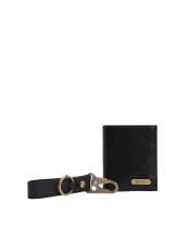 Men's Barbour Brunton Leather Gift Set - Black Deboss Tartan