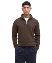 Men's Barbour Essential Wool Half Zip Sweater - Dark Oak