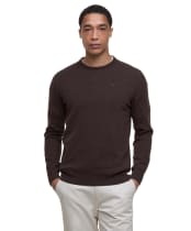 Men's Barbour Essential Lambswool Crew Neck Sweater - Dark Oak