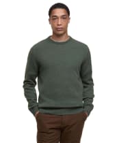 Men's Barbour Patch Crew Neck Lambswool Sweater - Olive