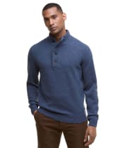 Men's Barbour Patch Half Button Lambswool Sweater - Dark Indigo