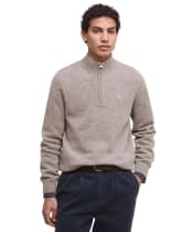 Men's Barbour Tainsbury Half Zip Knitted Jumper - Stone
