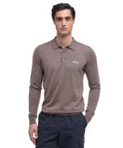Men's Barbour International Merlin Merino Polo Jumper - DARK BRINDLE