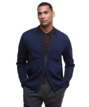 Men's Barbour Croscombe Knitted Zip Through Cardigan - Navy Marl