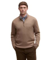 Men's Barbour Kelson Half Zip Knitted Jumper - Stone
