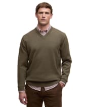 Men's Barbour Kelson V-Neck Knitted Sweater - Olive