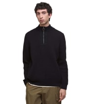 Men's Barbour Milburn Half Zip Knitted Jumper - Black