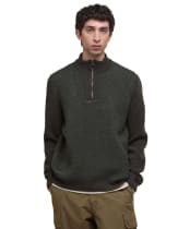 Men's Barbour Milburn Half Zip Knitted Jumper - Dark Olive