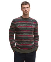 Men's Barbour Easdale Fair Isle Crew Neck Sweater - Duffle Green