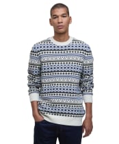 Men's Barbour Easdale Fair Isle Crew Neck Sweater - Whisper White