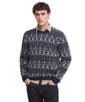 Men's Barbour Grangetown Fair Isle Crew Neck Sweater - Inky Blue