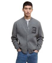 Men's Barbour International Letterman Knitted Bomber - Anthracite