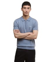 Men's Barbour International Maverick Mouline Knitted Polo Shirt - Cool Blue
