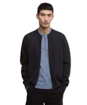 Men's Barbour International Patrick Bomber Zip Through Cardigan - Black