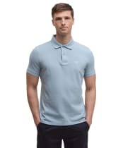 Men's Barbour Lightweight Short Sleeve Sports Cotton Polo Shirt - Mineral Blue