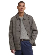 Men's Barbour Check Short Lorden Showerproof Jacket - Stone / Navy Check