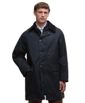 Men's Barbour Country Waxed Mac Jacket - Navy