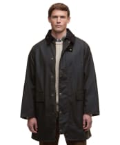 Men's Barbour Country Waxed Mac Jacket - Olive