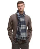 Barbour Tartan Cashmere Wool Mix Scarf - Grey Midnight Tartan