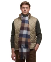Barbour Large Tattersall Lambswool Scarf - Midnight Oak
