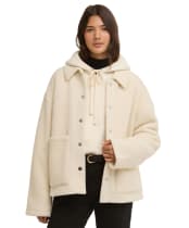 Women's Barbour International Rae Fleece Overshirt - Bone White