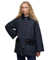 Women's Barbour Aldburgh Quilted Jacket - Navy / Dress Tartan
