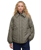 Women's Barbour Laoise Check Quilted Jacket - Sage Houndstooth / Sand Dune