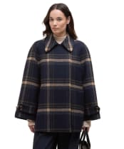 Women's Barbour Tara Wool Coat - Navy Windowpane
