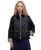 Women's Barbour Kearton Waxed Jacket - Royal Navy / Black / Dress Tartan