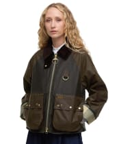 Women's Barbour Kearton Waxed Jacket - Archive Olive / Beech / Ancient Tartan