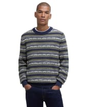 Men's Barbour Topcliffe Fairisle Crew Neck Sweater - Navy