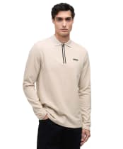 Men's Barbour International Marshall Long Sleeve Zipped Polo Shirt - Mist