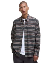 Men's Barbour Bowscale Striped Long Sleeved Relaxed Shirt - Charcoal Marl