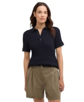 Women's Barbour Hartland Knitted Polo Jumper - Navy