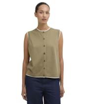 Women's Barbour Maia Knitted Vest - Bleached Olive / Cloud