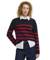 Women's Barbour Fern Knitted Jumper - Navy / Poppy Red