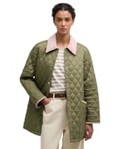 Women's Barbour Icons Modern Liddesdale Quilted Jacket - Bleached Olive / Ancient / Gardenia