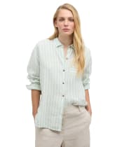 Women's Barbour Annie Long Sleeve Linen Shirt - Spearmint Stripe