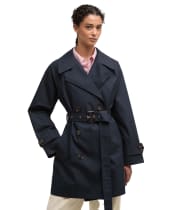Women's Barbour Adare Trench Showerproof Jacket - Dark Navy / Dress Tartan