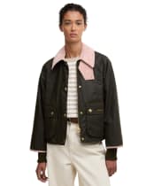 Women's Barbour Cropped Beadnell Waxed Jacket - Archive Olive / Ancient