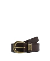 Men's Barbour Clyde Leather Belt - Dark Brown