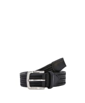 Men's Barbour Stretch Leather Belt - Black