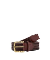 Men's Barbour Stretch Leather Belt - Brown