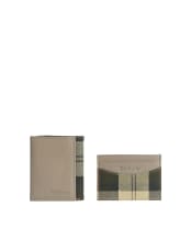 Men's Barbour Cresswell Leather Trifold And Card Holder Gift Set - Concrete / Ancient